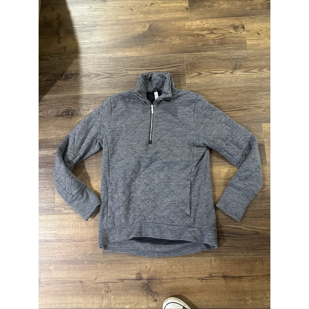 Lululemon Forever Warm Heathered Gray Quilted 1/4 Zip Pullover Sz 6